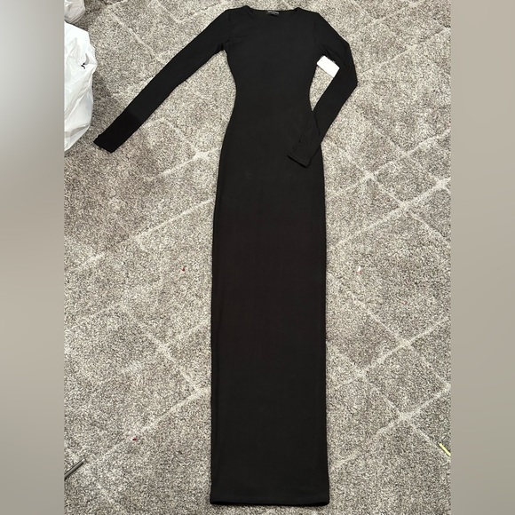 Naked Wardrobe Figure It All Out Long Sleeve Dress in Black - Picture 2 of 3